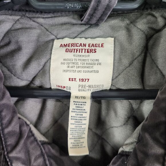 Mens Gray American Eagle Outfitters Workwear Jacket Quilted Lining Button Up XL - Picture 7 of 11